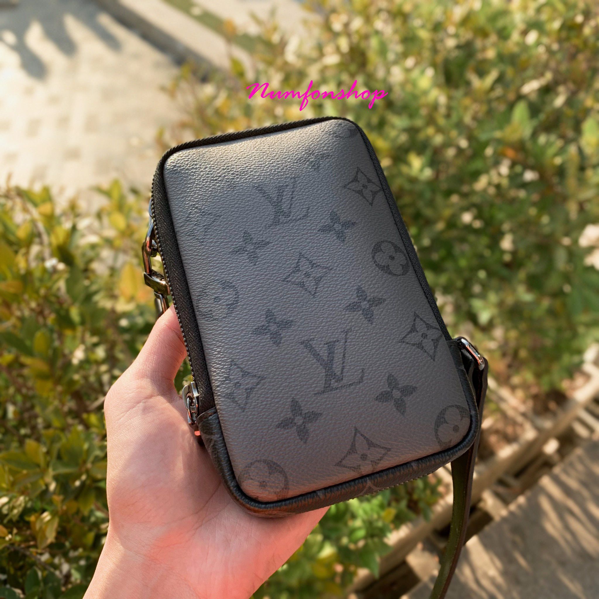 Louis Vuitton Double Phone Pouch NM Bag Monogram Shadow Leather with B –  EliteLaza