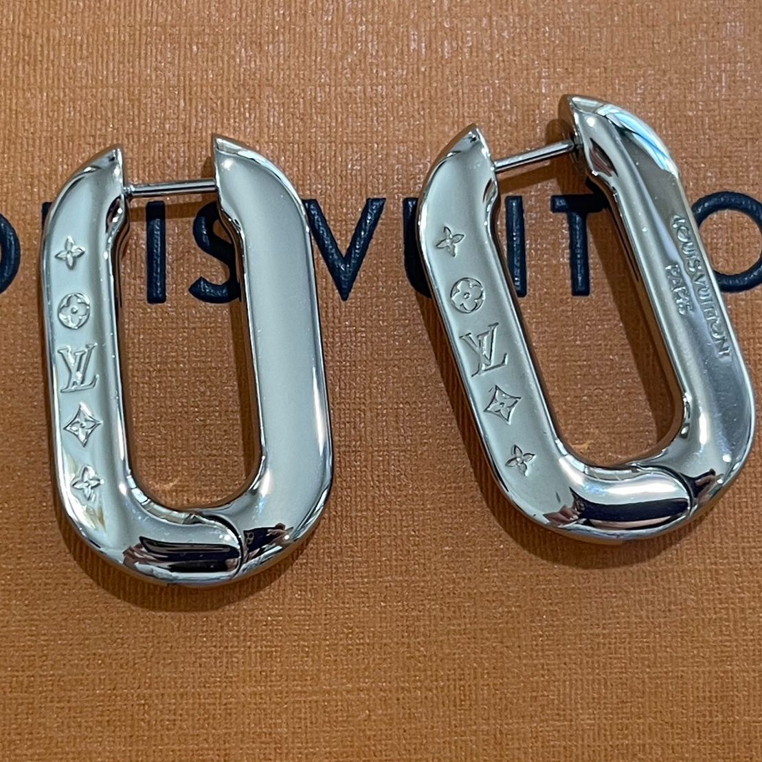 Louis Vuitton LV Edge PM Earrings Silver in Silver Metal with